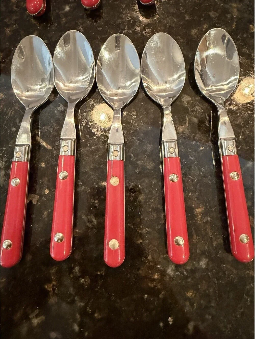 Vintage 80s Gibson Flatware French Country Style Red Handle 17 Pieces EUC